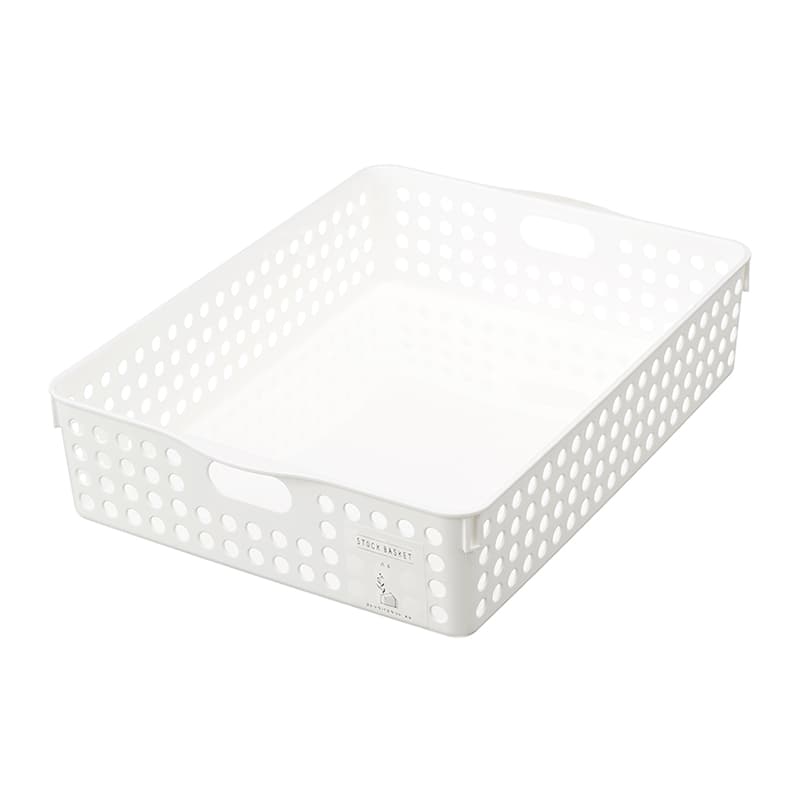 イノマタ化学 ストックバスケット A4 ホワイト 4570 1個（ご注文単位1個）【直送品】