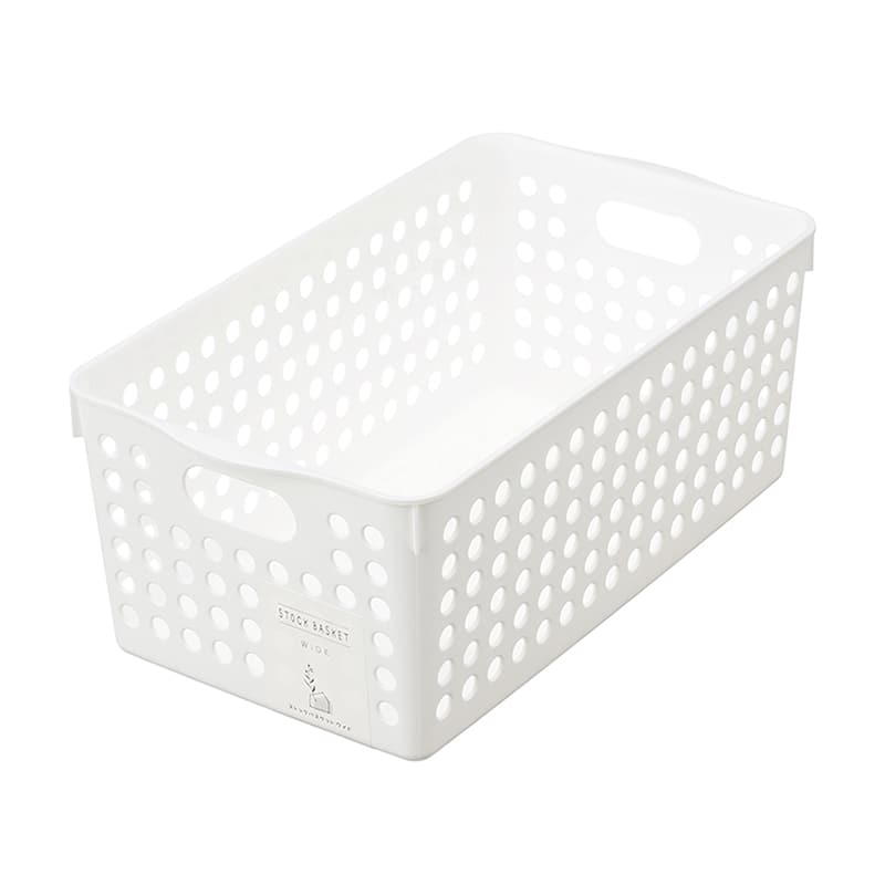 イノマタ化学 ストックバスケット ワイド ホワイト 4571 1個（ご注文単位1個）【直送品】