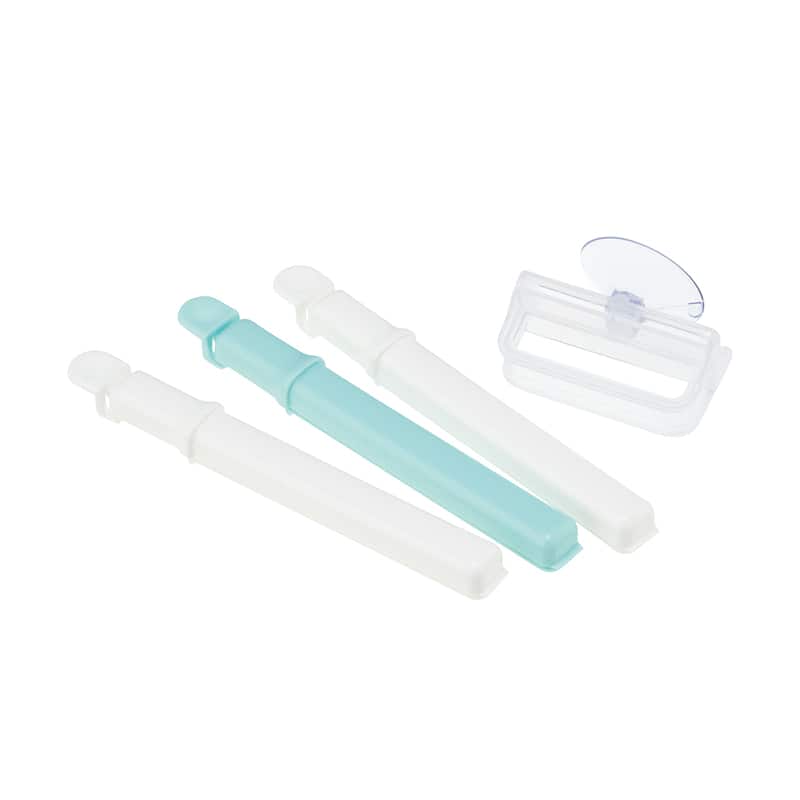 イノマタ化学 ホルダー付きクリップ L 3本入 ホワイト&ブルー 6216 1パック（ご注文単位1パック）【直送品】