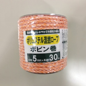 三友産業 ポリエステル混撚ロープ ボビン巻 5mm×30m HR-2097 1巻（ご注文単位64巻）【直送品】