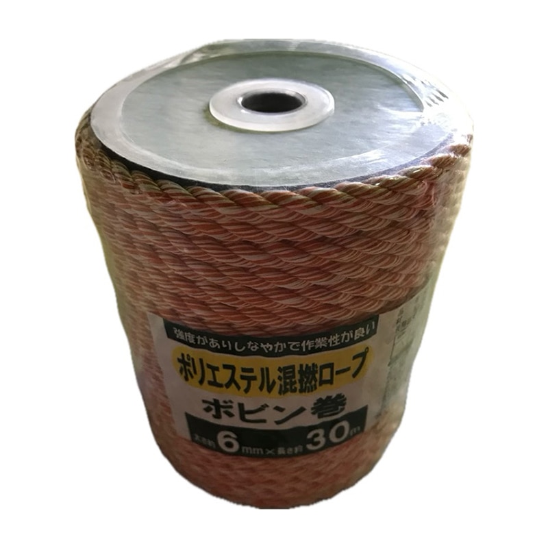 三友産業 ポリエステル混撚ロープ ボビン巻 6mm×30m HR-2098 1巻（ご注文単位48巻）【直送品】
