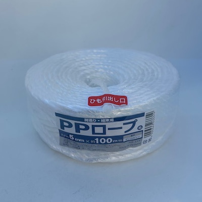 三友産業 PPロープ 5mm×100mm 白 HR-3331 1巻（ご注文単位48巻）【直送品】