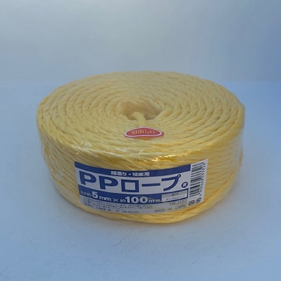 三友産業 PPロープ 5mm×100mm 黄 HR-3332 1巻（ご注文単位48巻）【直送品】