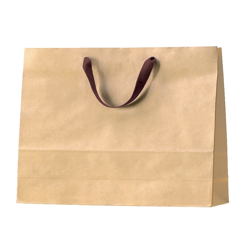 ラクスルクラフツ 手提げ紙袋 クラフトバッグ 中 ヨコ 90002200 10枚/袋（ご注文単位10袋）【直送品】