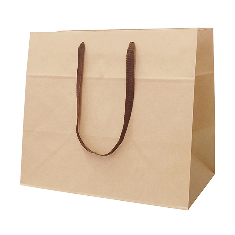 ラクスルクラフツ 手提げ紙袋 クラフトバッグ ワイド 90003200 10枚/袋（ご注文単位10袋）【直送品】