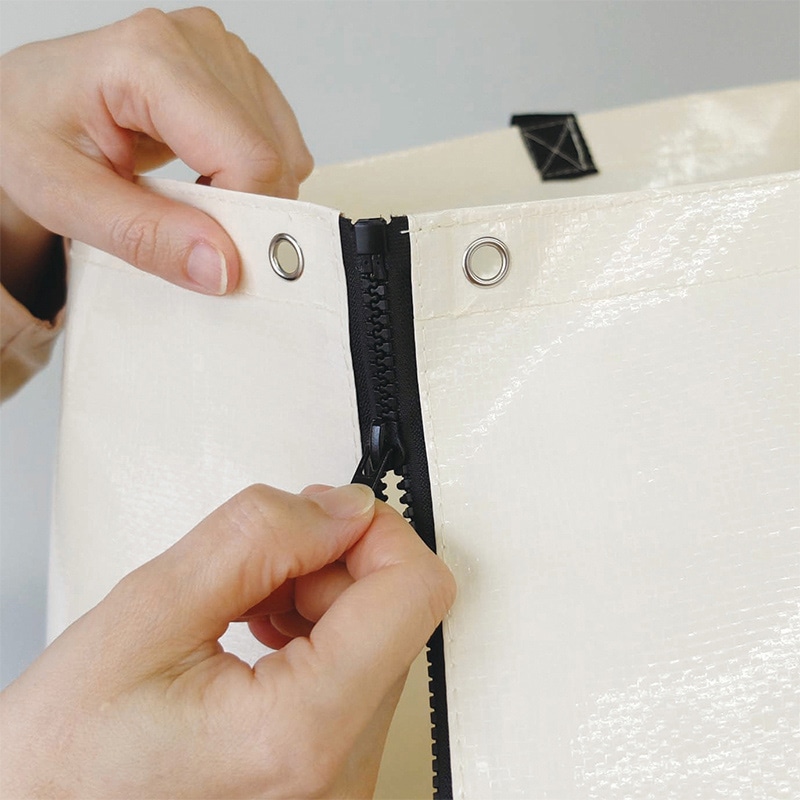 ラクスルクラフツ PPクロスバッグ レジャーシートバッグ アイボリー 90365070 10枚/袋（ご注文単位10袋）【直送品】