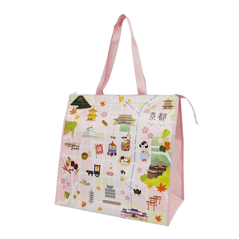 ラクスルクラフツ 不織布バッグ スーベニアバッグ 京都 マップ 90360050 10枚/袋（ご注文単位10袋）【直送品】