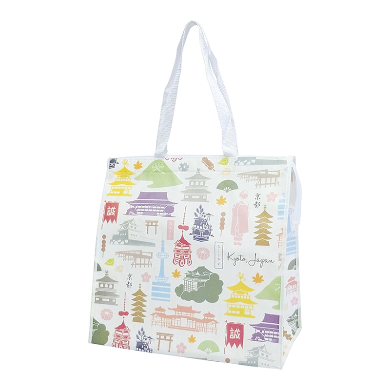 ラクスルクラフツ 不織布バッグ スーベニアバッグ 京都 影絵 90360051 10枚/袋（ご注文単位10袋）【直送品】