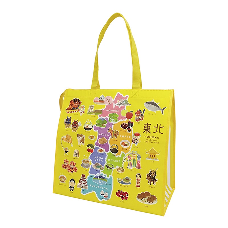 ラクスルクラフツ 不織布バッグ スーベニアバッグ 東北 カラフル 90360060 10枚/袋（ご注文単位10袋）【直送品】