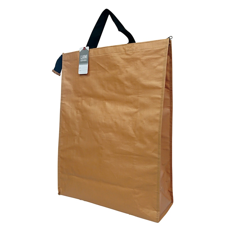 ラクスルクラフツ PPクロスバッグ ラミクロスバッグ L ライトブラウン 90370775 10枚/袋（ご注文単位10袋）【直送品】