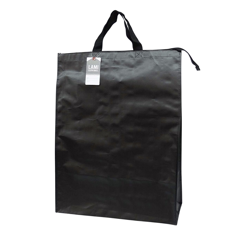 ラクスルクラフツ PPクロスバッグ ラミクロスバッグ L ブラック 90370719 10枚/袋（ご注文単位10袋）【直送品】