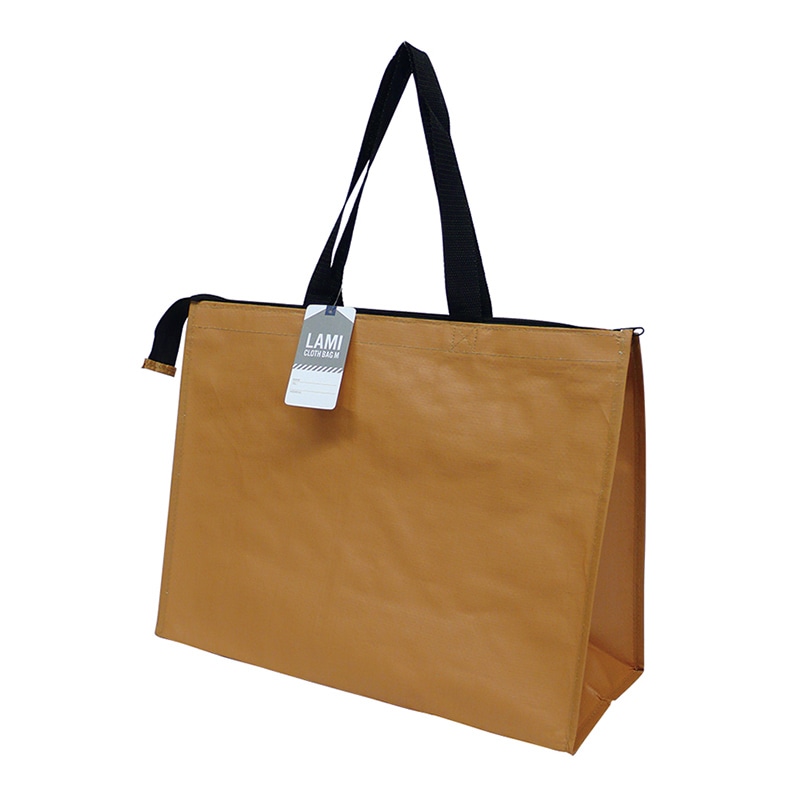 ラクスルクラフツ PPクロスバッグ ラミクロスバッグ M ライトブラウン 90371175 10枚/袋（ご注文単位10袋）【直送品】