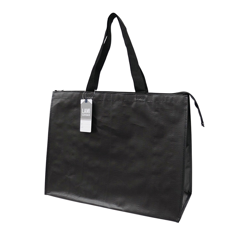 ラクスルクラフツ PPクロスバッグ ラミクロスバッグ M ブラック 90371119 10枚/袋（ご注文単位10袋）【直送品】