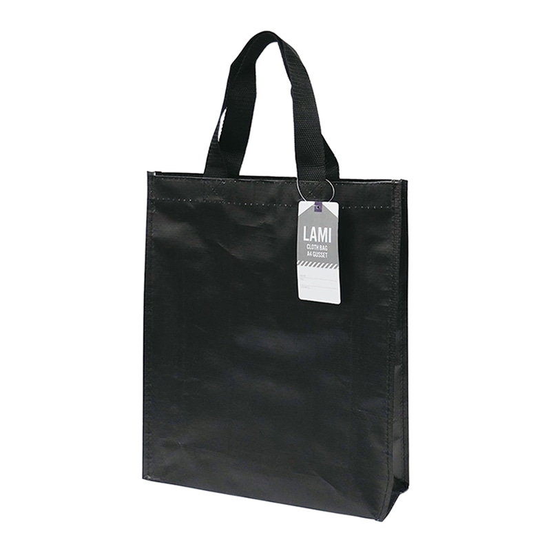 ラクスルクラフツ PPクロスバッグ ラミクロスバッグ A4マチ付 ブラック 90370519 10枚/袋（ご注文単位10袋）【直送品】