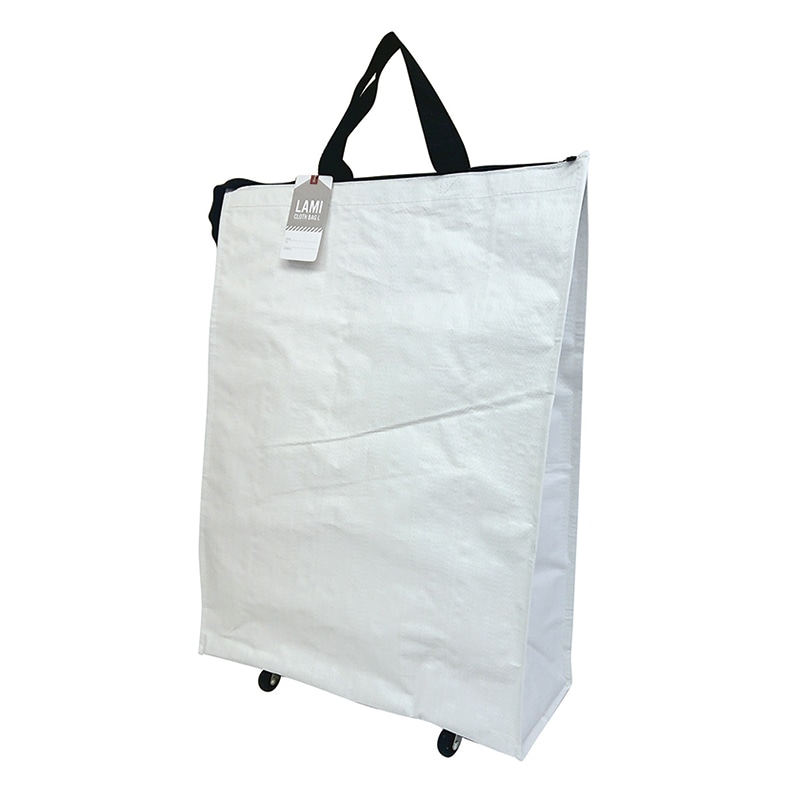 ラクスルクラフツ PPクロスバッグ ラミクロスバッグ L キャスター付 ホワイト 90371801 10枚/袋（ご注文単位3袋）【直送品】