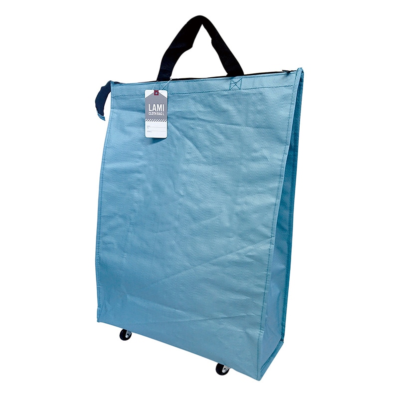 ラクスルクラフツ PPクロスバッグ ラミクロスバッグ L キャスター付 ブルー 90371822 10枚/袋（ご注文単位3袋）【直送品】