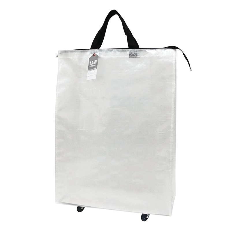 ラクスルクラフツ PPクロスバッグ ラミクロスバッグ L キャスター付 クリア 90371800 10枚/袋（ご注文単位3袋）【直送品】