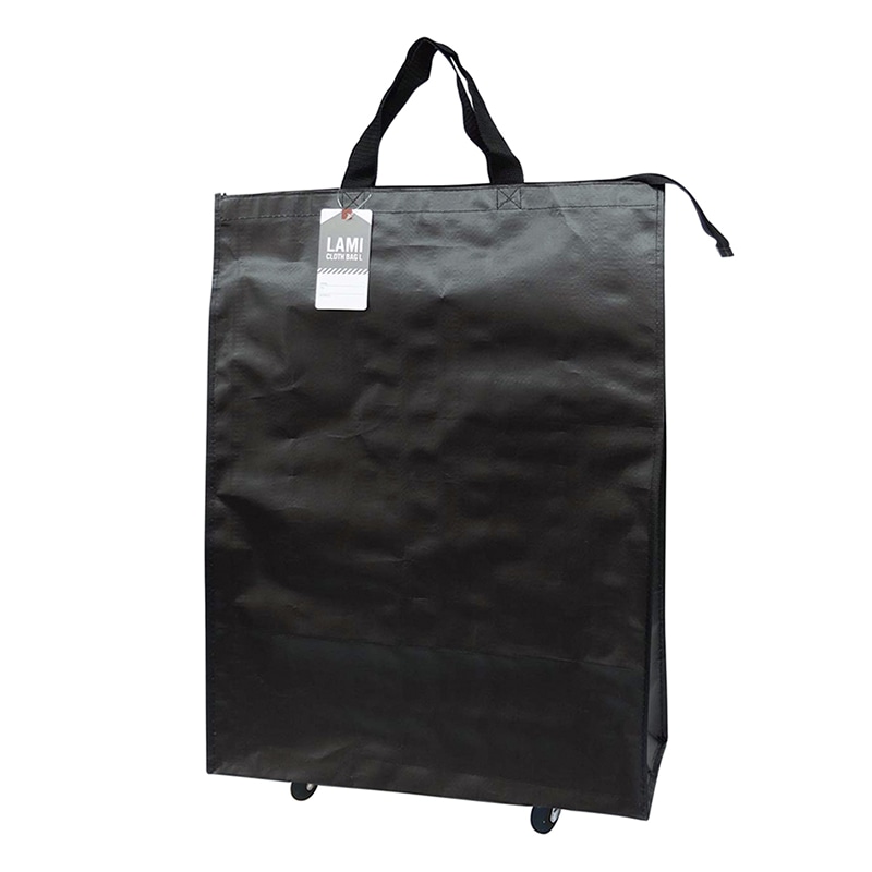 ラクスルクラフツ PPクロスバッグ ラミクロスバッグ L キャスター付 ブラック 90371819 10枚/袋（ご注文単位3袋）【直送品】