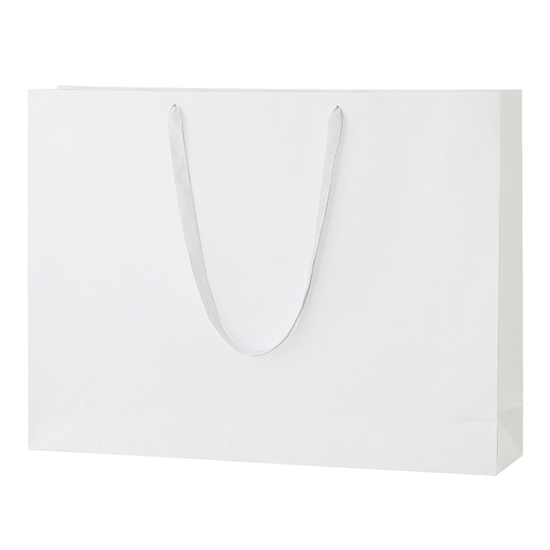 ラクスルクラフツ 手提げ紙袋 シャイニーバッグ LL-W ホワイト 90100701 10枚/袋（ご注文単位5袋）【直送品】