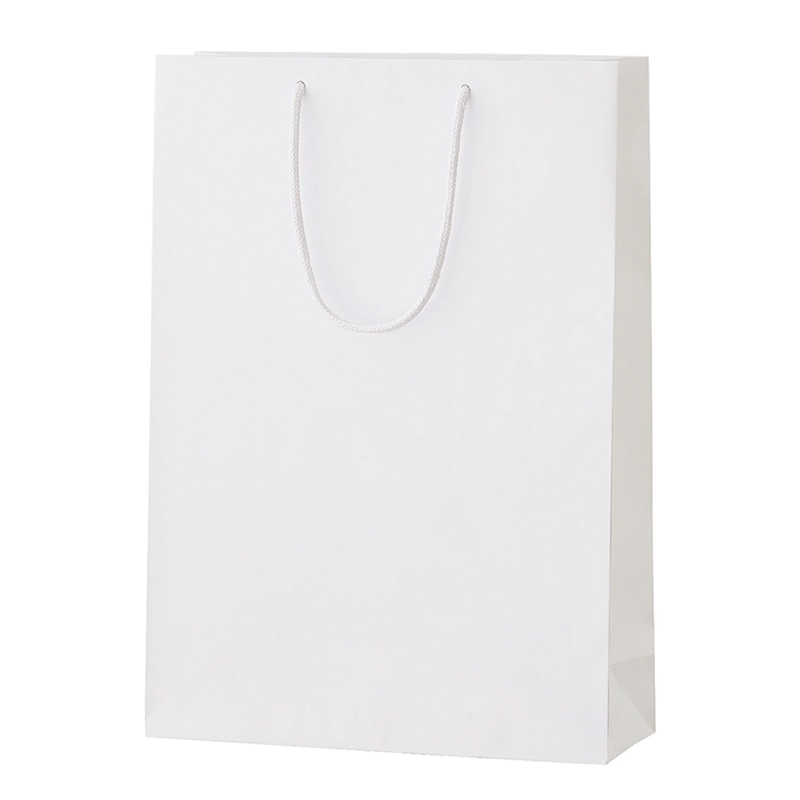 ラクスルクラフツ 手提げ紙袋 シャイニーバッグ L ホワイト 90100501 10枚/袋（ご注文単位10袋）【直送品】