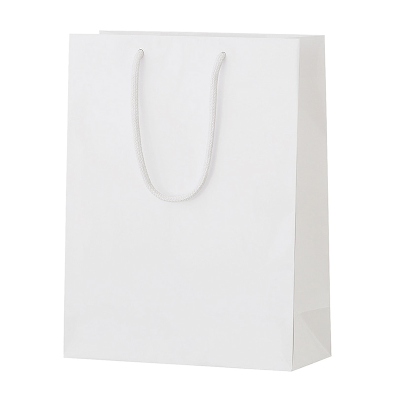 ラクスルクラフツ 手提げ紙袋 シャイニーバッグ M ホワイト 90100401 10枚/袋（ご注文単位10袋）【直送品】