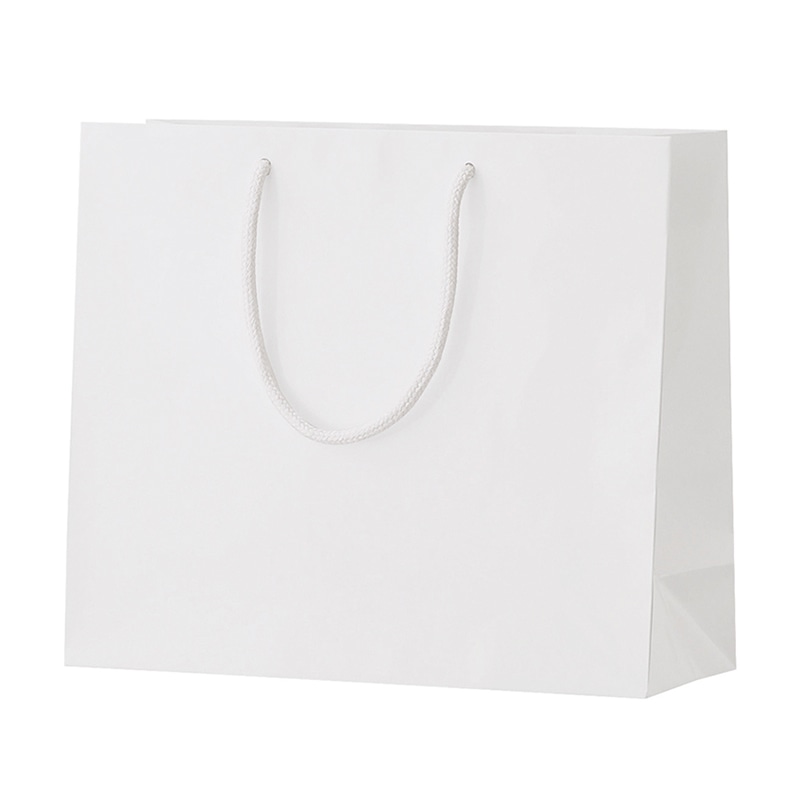 ラクスルクラフツ 手提げ紙袋 シャイニーバッグ M-W ホワイト 90100301 10枚/袋（ご注文単位10袋）【直送品】