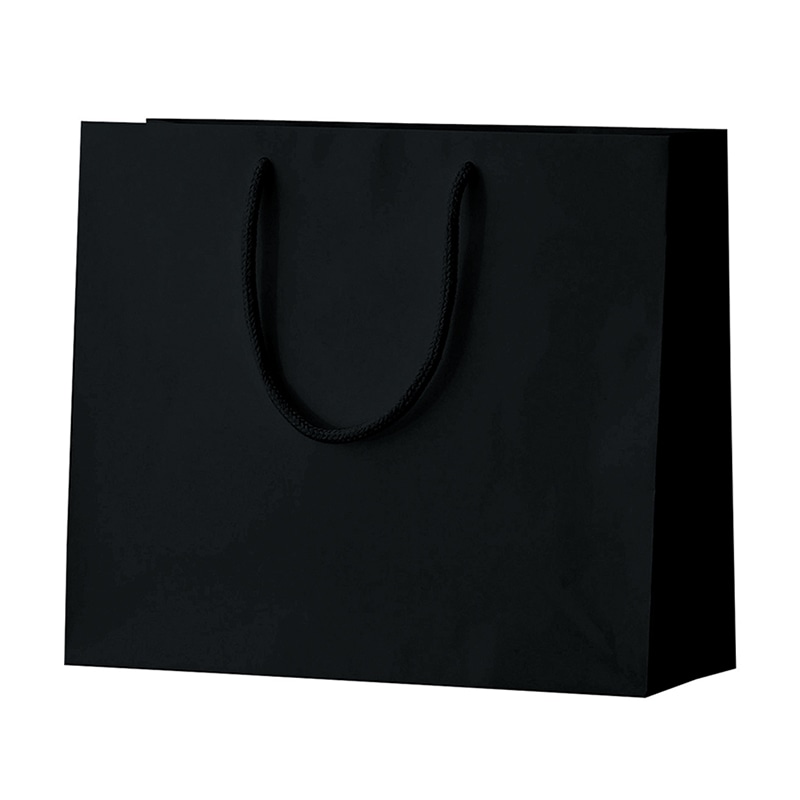 ラクスルクラフツ 手提げ紙袋 シャイニーバッグ M-W ブラック 90100319 10枚/袋（ご注文単位10袋）【直送品】