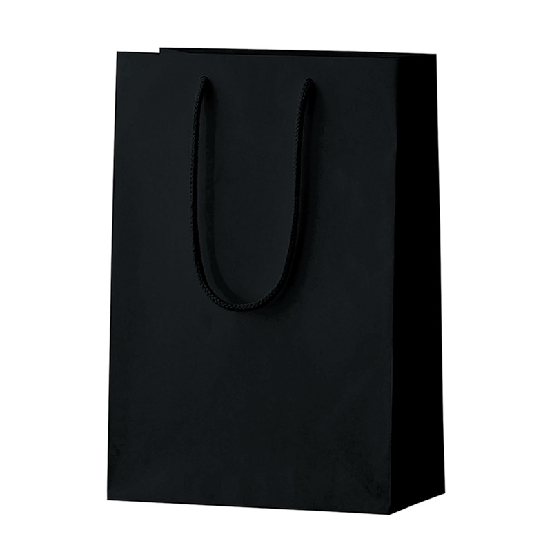 ラクスルクラフツ 手提げ紙袋 シャイニーバッグ S ブラック 90100219 10枚/袋（ご注文単位10袋）【直送品】