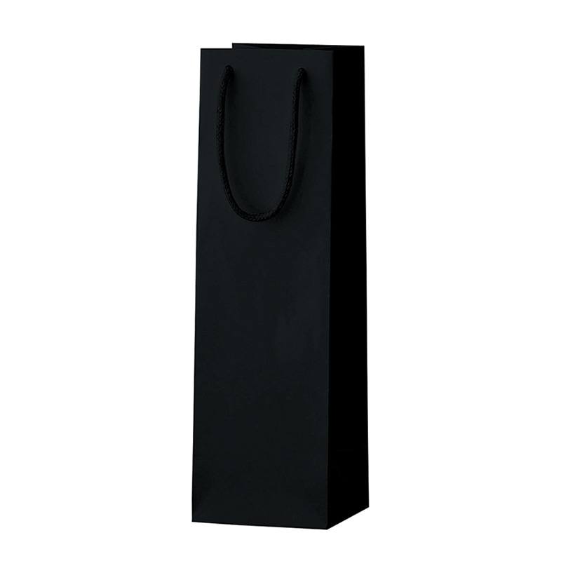 ラクスルクラフツ 手提げ紙袋 シャイニーバッグ BOTTLE ブラック 90100019 10枚/袋（ご注文単位10袋）【直送品】