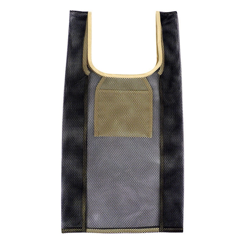 ラクスルクラフツ メッシュマイバッグ S ブラック×ベージュ 90319473 1枚（ご注文単位100枚）【直送品】