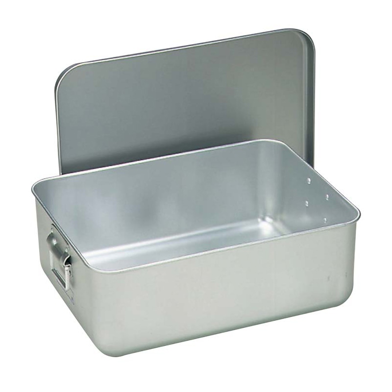 アルマイト　プレス　パン箱（蓋付）258 45人用　505×370×210  1個（ご注文単位1個）【直送品】