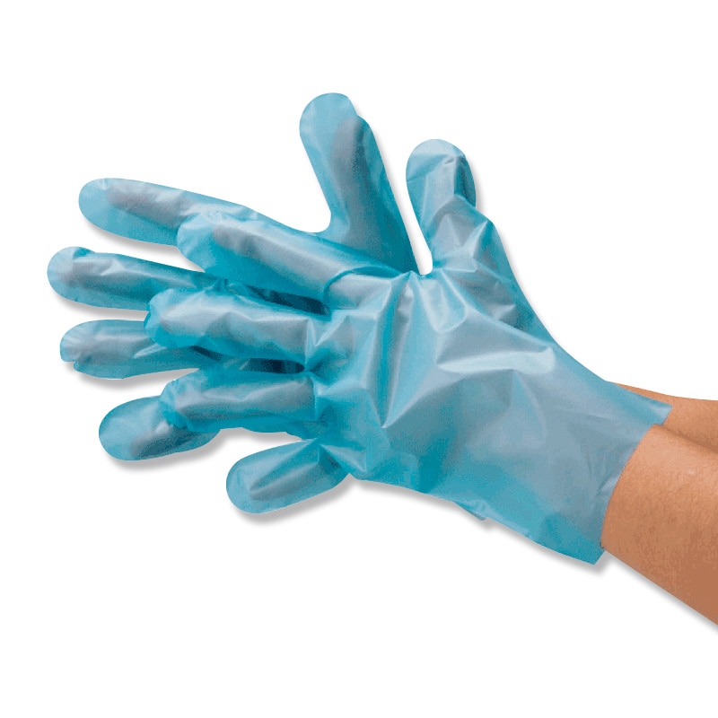 川西工業 ポリグローブ ポリエチレン手袋 外エンボス #2019 S ブルー 100枚/箱