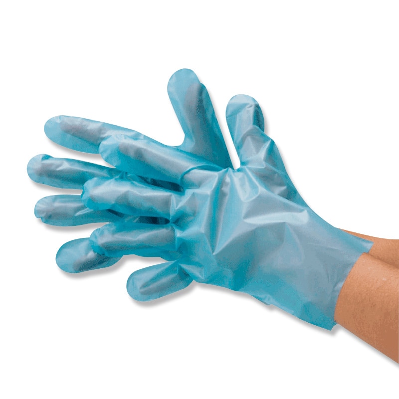 川西工業 ポリグローブ ポリエチレン手袋 外エンボス #2019 L ブルー 100枚/箱