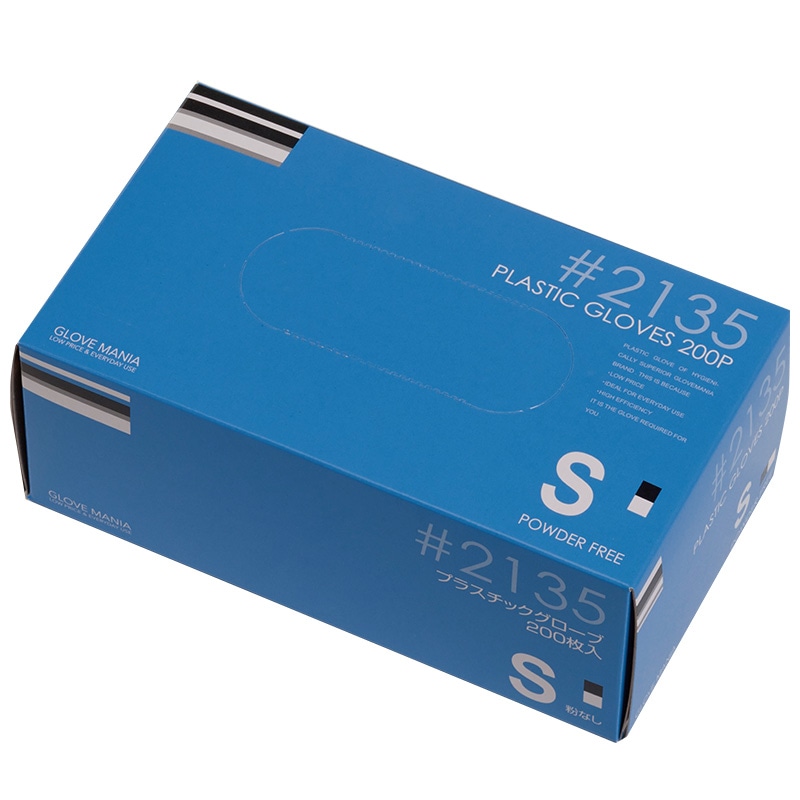 川西工業 2135 プラスチックグローブ 粉無 クリア S 200枚/箱