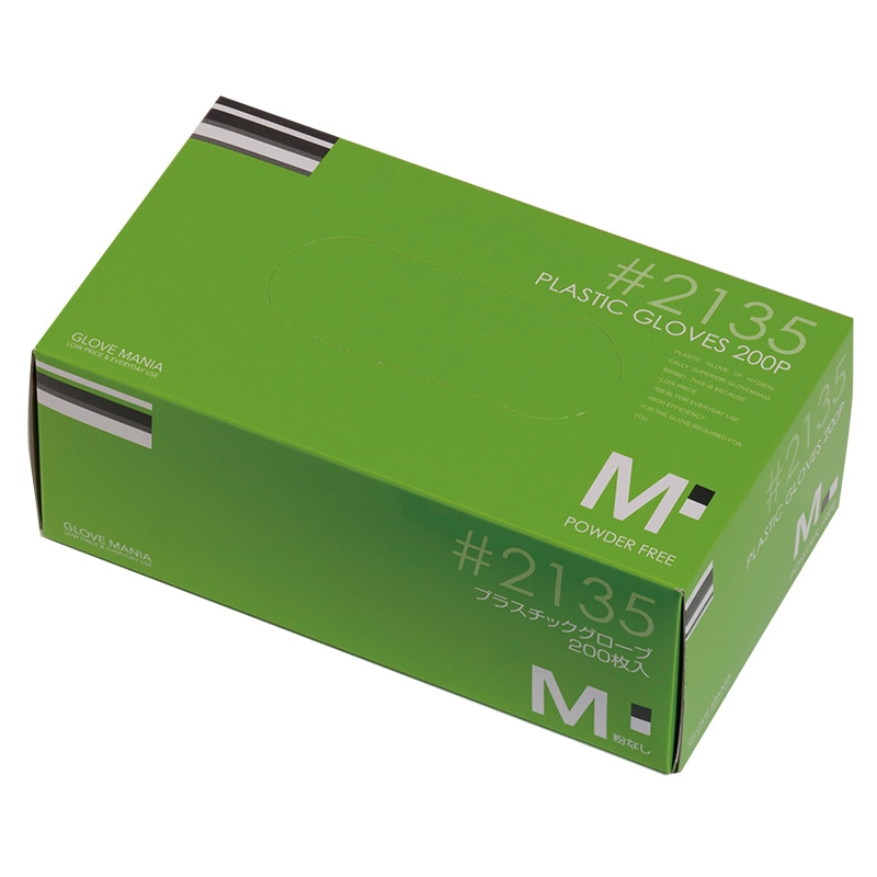川西工業 2135 プラスチックグローブ 粉無 クリア M 200枚/箱