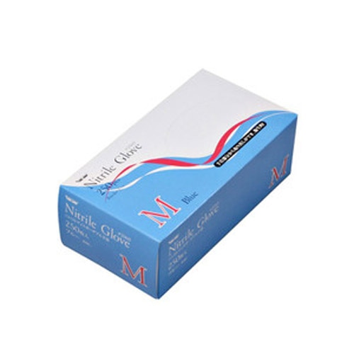 川西工業 ニトリルグローブ 使い切り手袋 粉無 #2060 M ブルー 250枚/箱