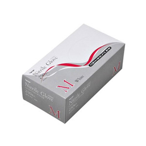 川西工業 ニトリルグローブ 使い切り手袋 粉無 #2060 M ホワイト 250枚/箱
