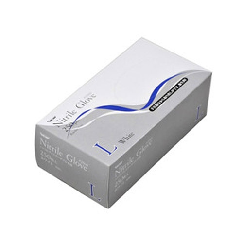 川西工業 ニトリルグローブ 使い切り手袋 粉無 #2060 L ホワイト250枚/箱