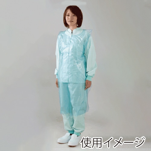 川西工業 袖付エプロン　ガードファイン　アルファ フリーサイズ　80枚 4448　ブルー 1箱（ご注文単位16箱）【直送品】