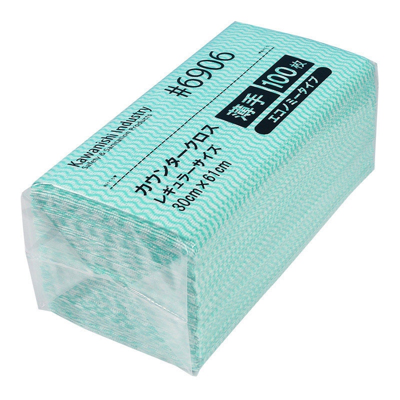 川西工業 カウンタークロス #6906 エコノミータイプ レギュラーサイズ 薄手 グリーン 100枚/袋