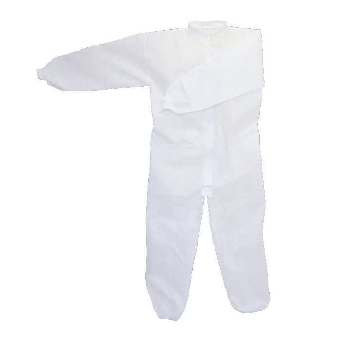 川西工業 不織布つなぎ服　スタンドカラー M　30枚 7024　ホワイト 1箱（ご注文単位30箱）【直送品】