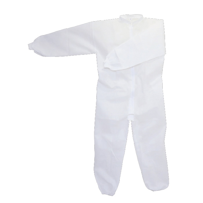 川西工業 不織布つなぎ服 スタンドカラー L 30枚 7024 ホワイト 1箱(ご注文単位30箱)【直送品】