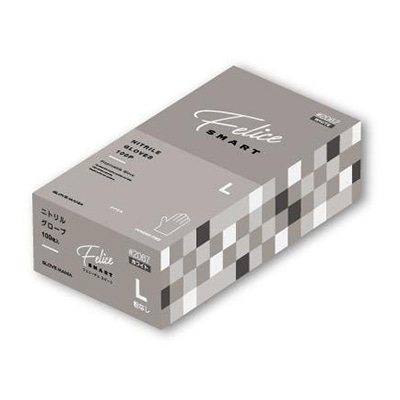 川西工業 ニトリルグローブ　フェリーチェ　スマート Lサイズ　粉無　100枚 2067　ホワイト 100枚/箱（ご注文単位30箱）【直送品】