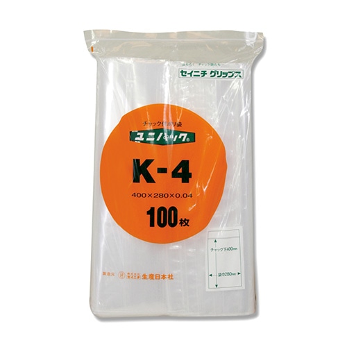 >生産日本社 セイニチ チャック付きポリ袋 ユニパック K-4 100枚/袋