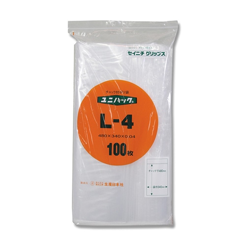 生産日本社 セイニチ チャック付きポリ袋 ユニパック L-4 100枚/袋