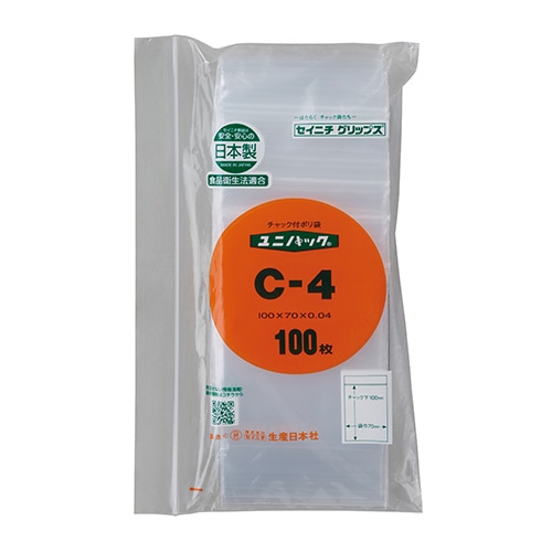 生産日本社 セイニチ チャック付きポリ袋 ユニパック C-4 100枚
