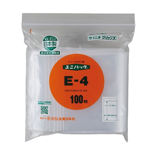生産日本社 セイニチ チャック付きポリ袋 ユニパック E-4 100枚