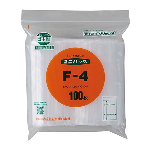生産日本社 セイニチ チャック付きポリ袋 ユニパック F-4 100枚/袋