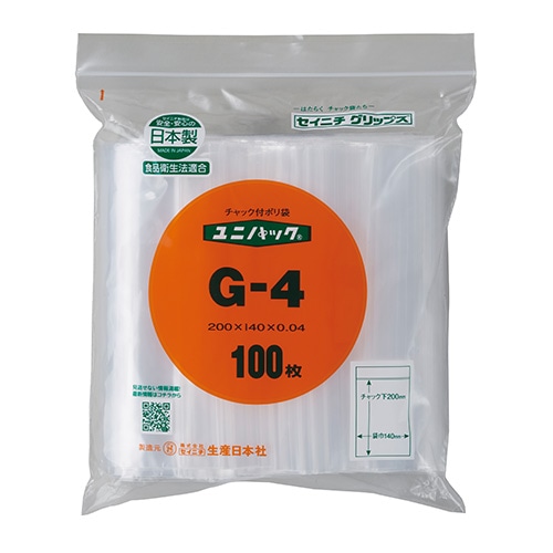 生産日本社 セイニチ チャック付きポリ袋 ユニパック G-4 100枚/袋