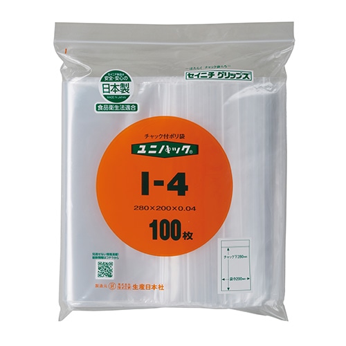 生産日本社 セイニチ チャック付きポリ袋 ユニパック I-4 100枚/袋